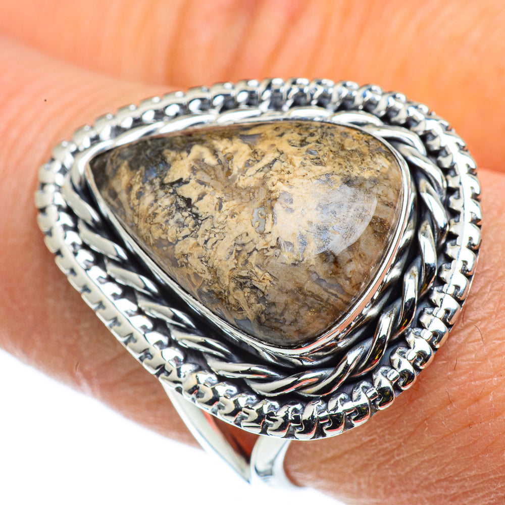 Fossil Coral Rings handcrafted by Anasilvercos - RING43281