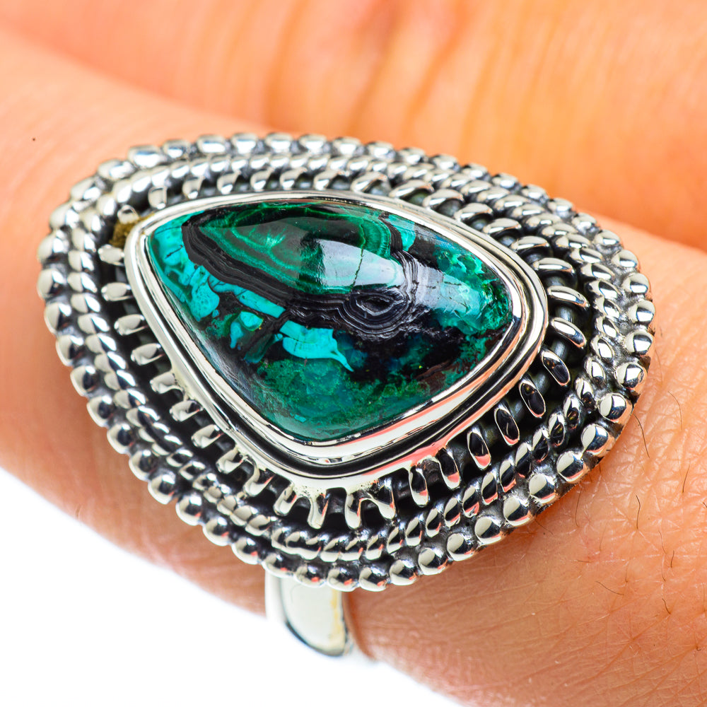 Malachite In Chrysocolla Rings handcrafted by Anasilvercos - RING43554