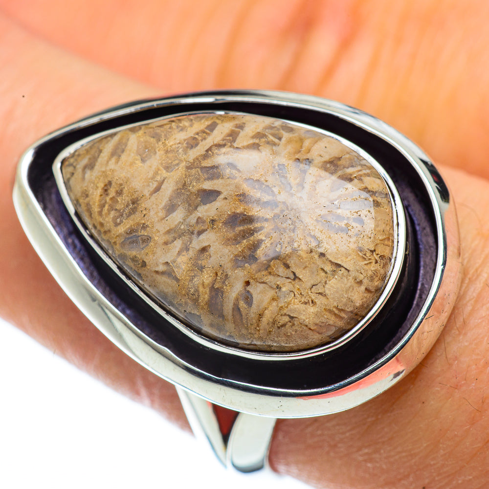 Fossil Coral Rings handcrafted by Anasilvercos - RING43720