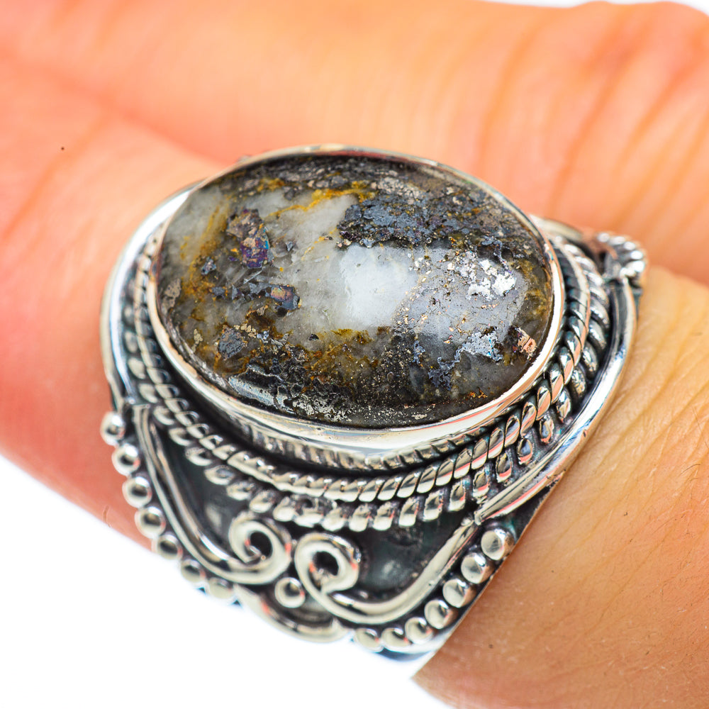 Pyrite Agate Rings handcrafted by Anasilvercos - RING43982
