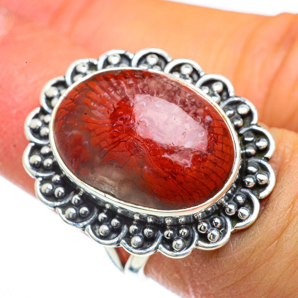 Fossil Coral Rings handcrafted by Anasilvercos - RING44005