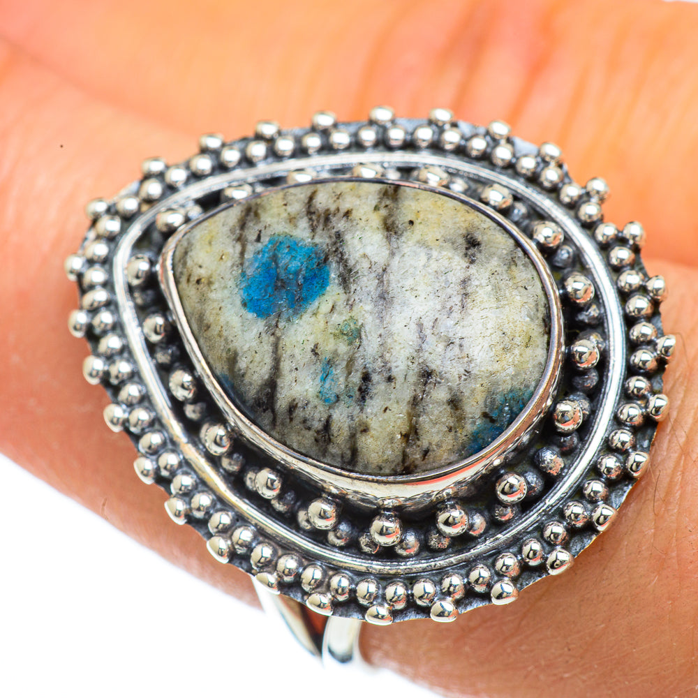 K2 Blue Azurite Rings handcrafted by Anasilvercos - RING44031