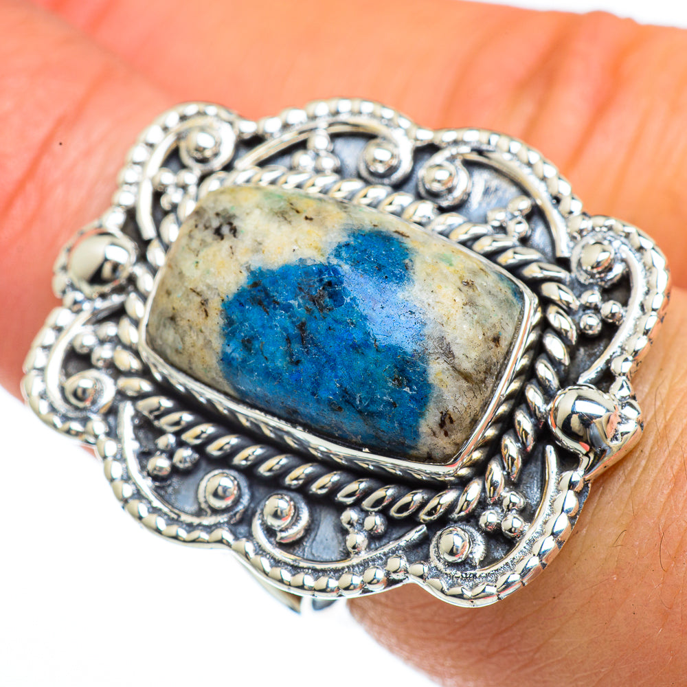 K2 Blue Azurite Rings handcrafted by Anasilvercos - RING44149