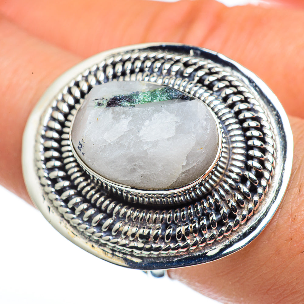 Green Tourmaline In Quartz Rings handcrafted by Anasilvercos - RING44641