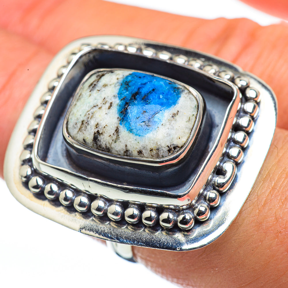 K2 Blue Azurite Rings handcrafted by Anasilvercos - RING44667