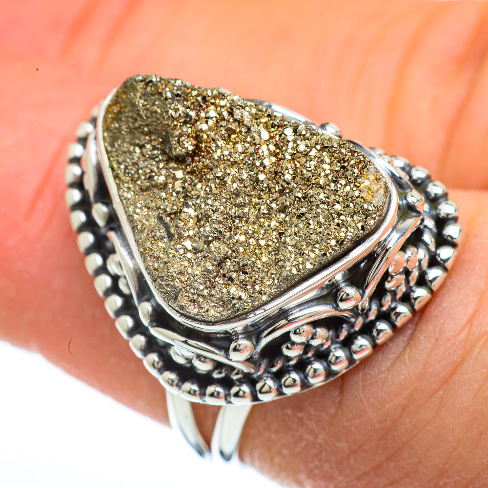 Spectro Pyrite Druzy Rings handcrafted by Anasilvercos - RING44810