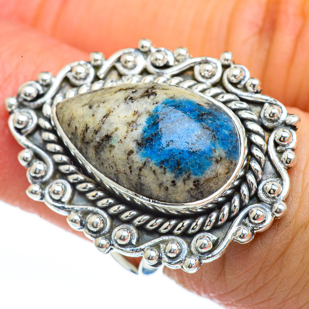 K2 Blue Azurite Rings handcrafted by Anasilvercos - RING45148