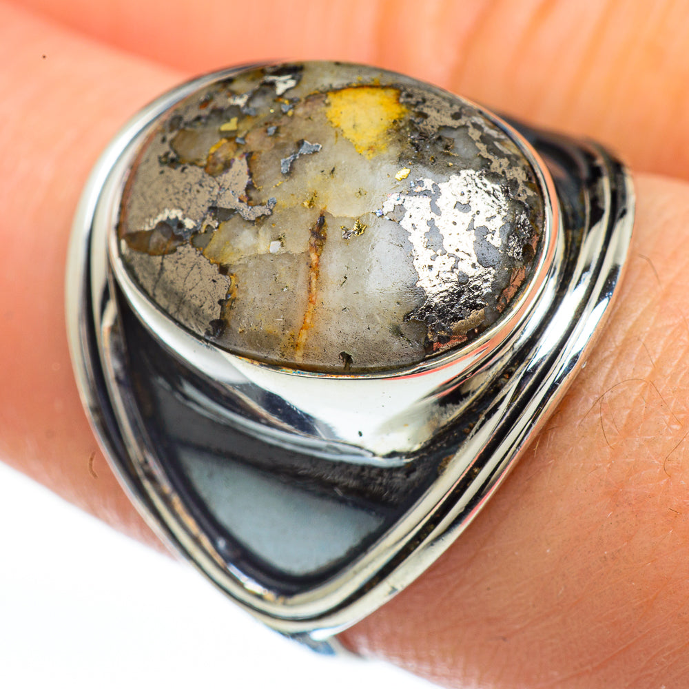 Pyrite Agate Rings handcrafted by Anasilvercos - RING45165