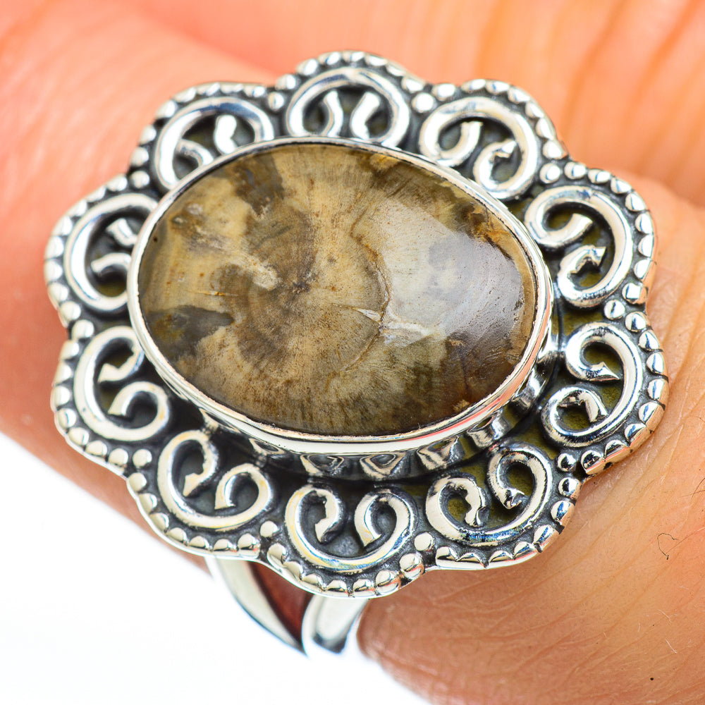Petrified Wood Rings handcrafted by Anasilvercos - RING45336