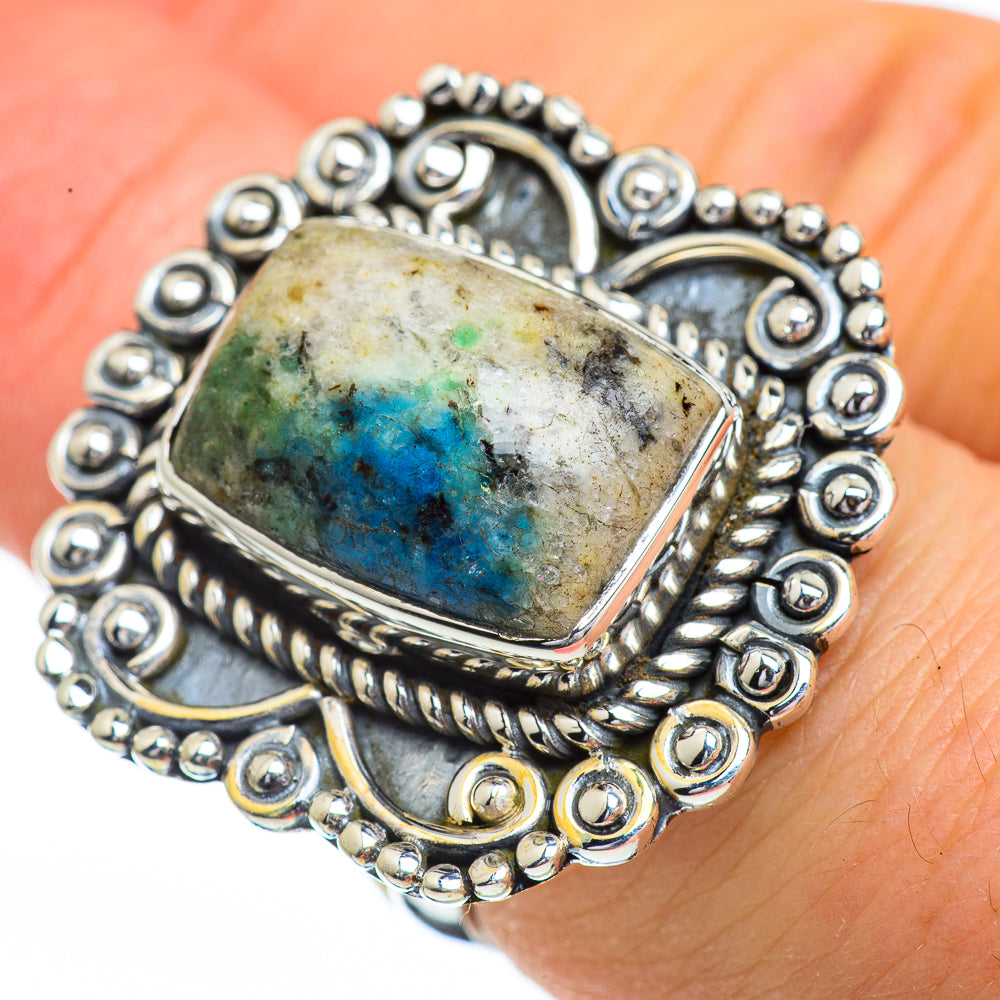 K2 Blue Azurite Rings handcrafted by Anasilvercos - RING45401
