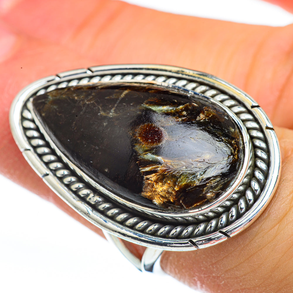 Golden Seraphinite Rings handcrafted by Anasilvercos - RING45422