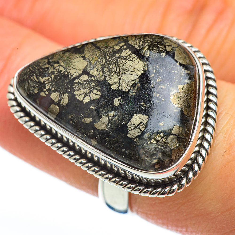 Pyrite Agate Rings handcrafted by Anasilvercos - RING46198