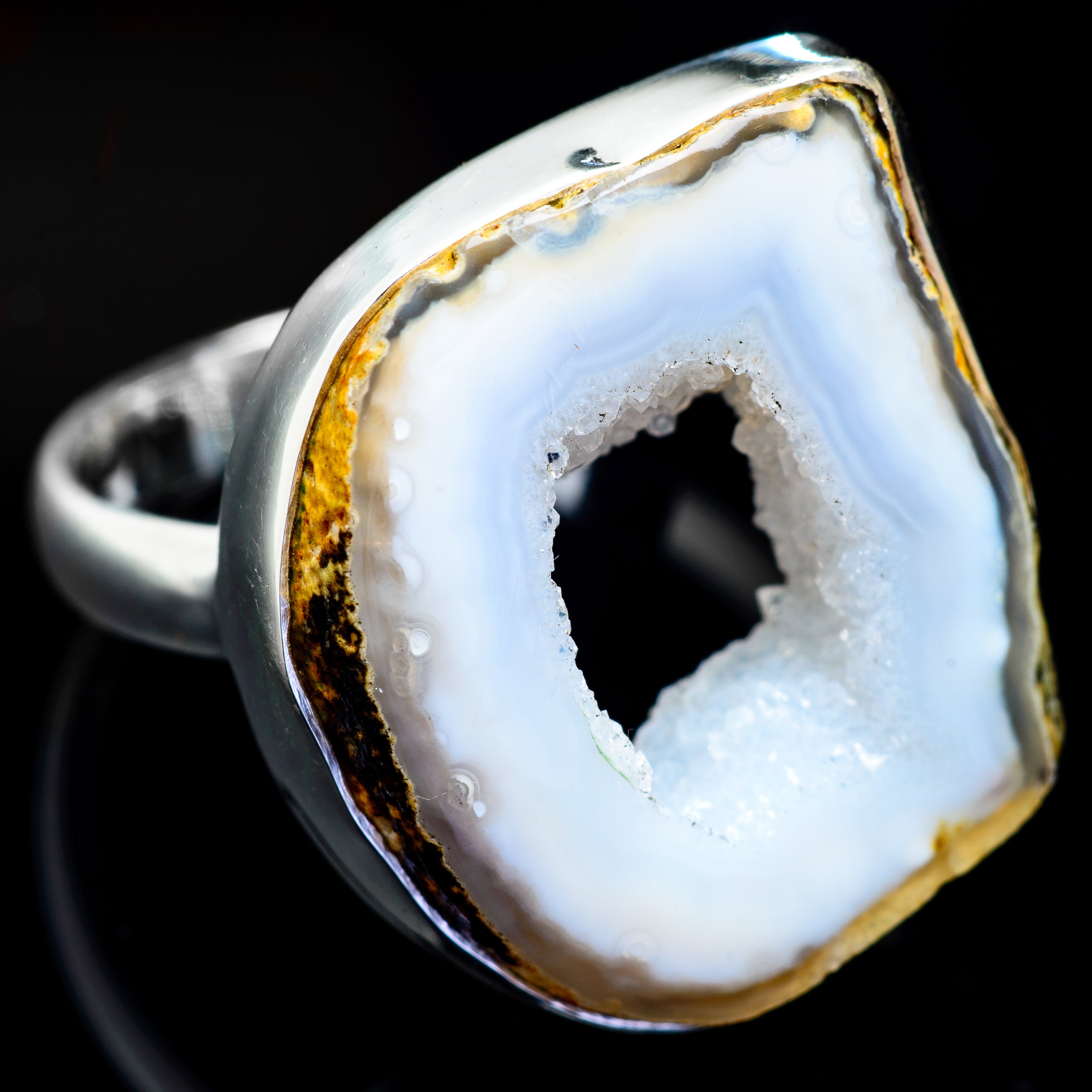 Coconut Geode Druzy Rings handcrafted by Anasilvercos - RING4642