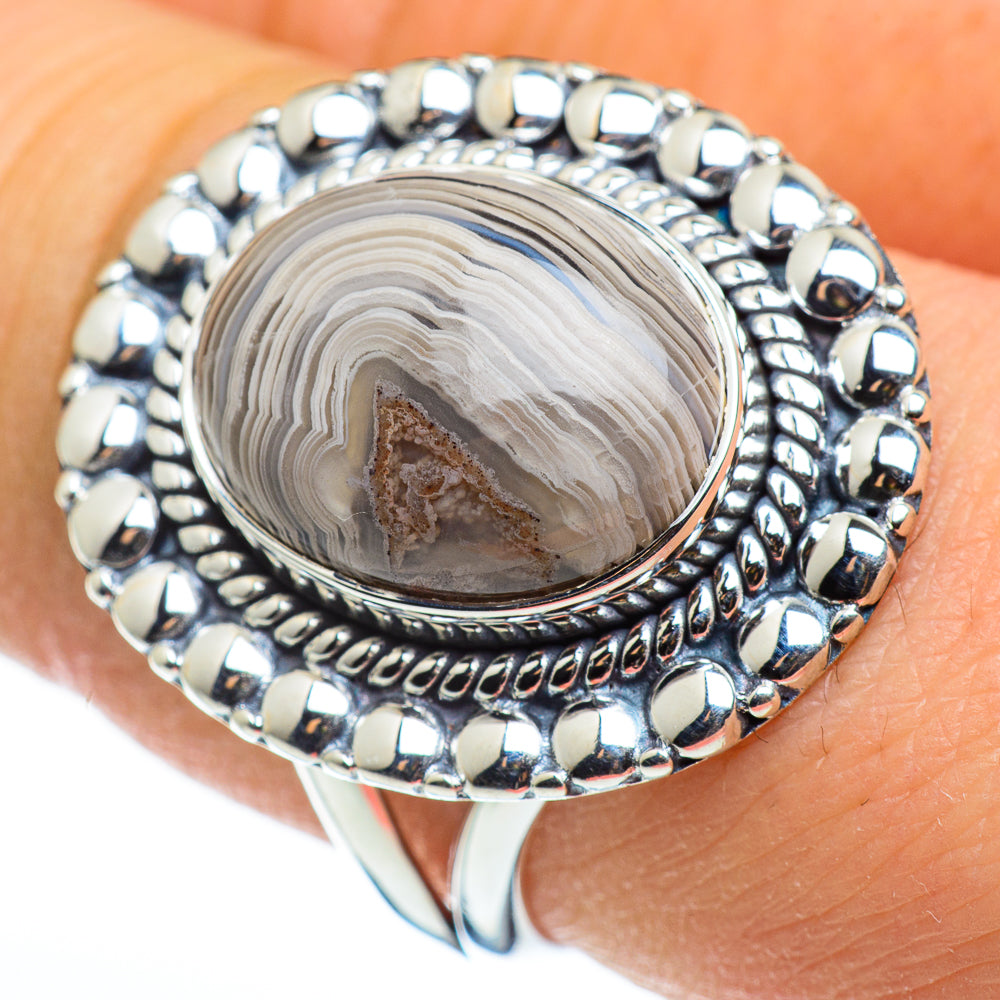 Laguna Lace Agate Rings handcrafted by Anasilvercos - RING46457