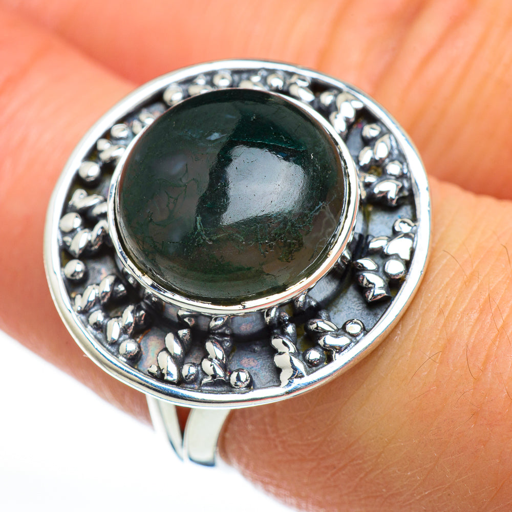 Green Moss Agate Rings handcrafted by Anasilvercos - RING46955