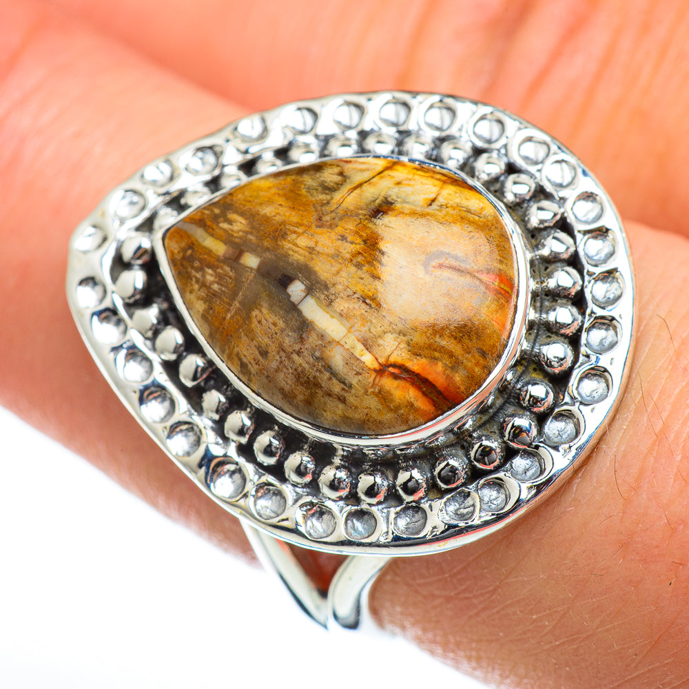 Petrified Wood Rings handcrafted by Anasilvercos - RING46989