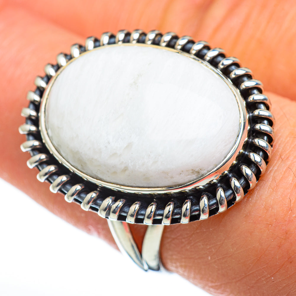 White Scolecite Rings handcrafted by Anasilvercos - RING47010