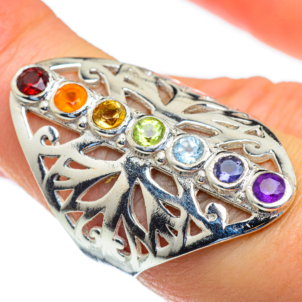 Multi-Stone Chakra Rings handcrafted by Anasilvercos - RING47262