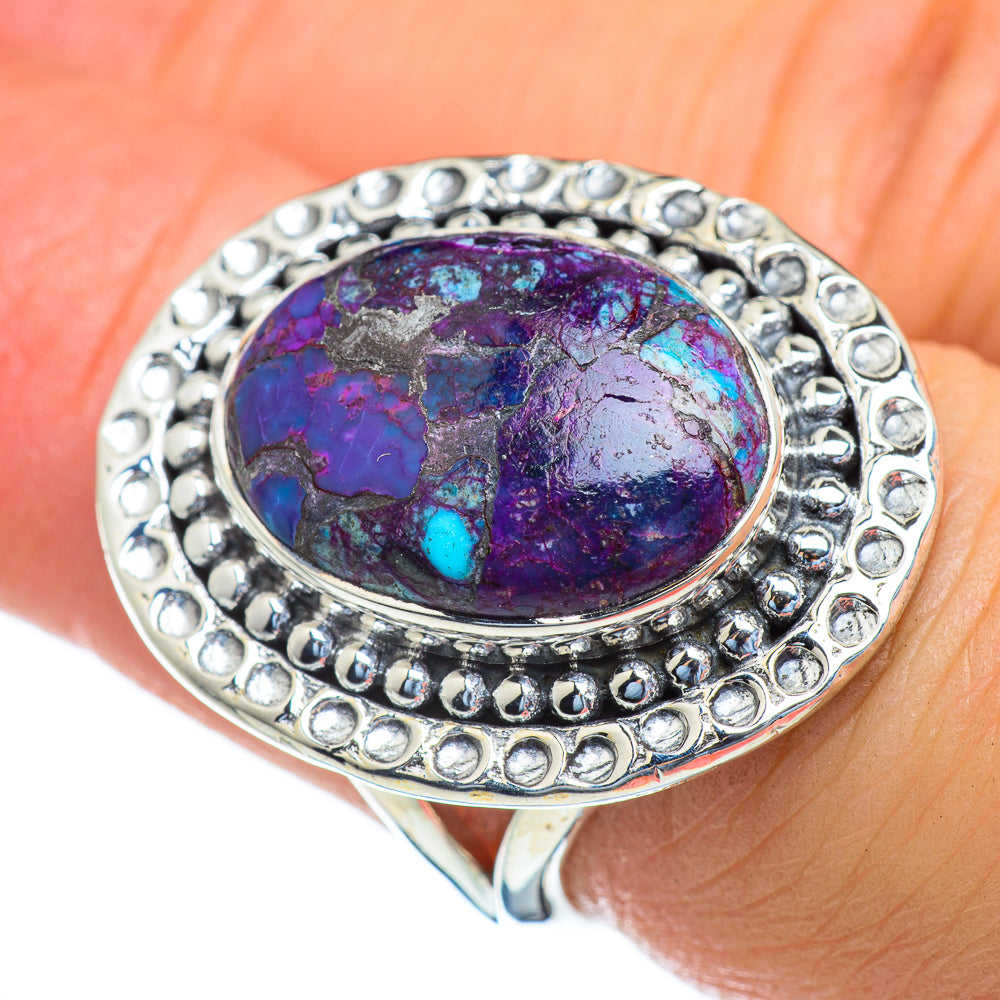 Purple Copper Composite Turquoise Rings handcrafted by Anasilvercos - RING47286