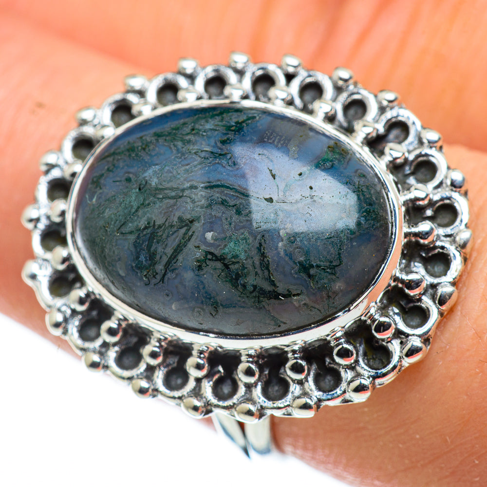 Green Moss Agate Rings handcrafted by Anasilvercos - RING47657