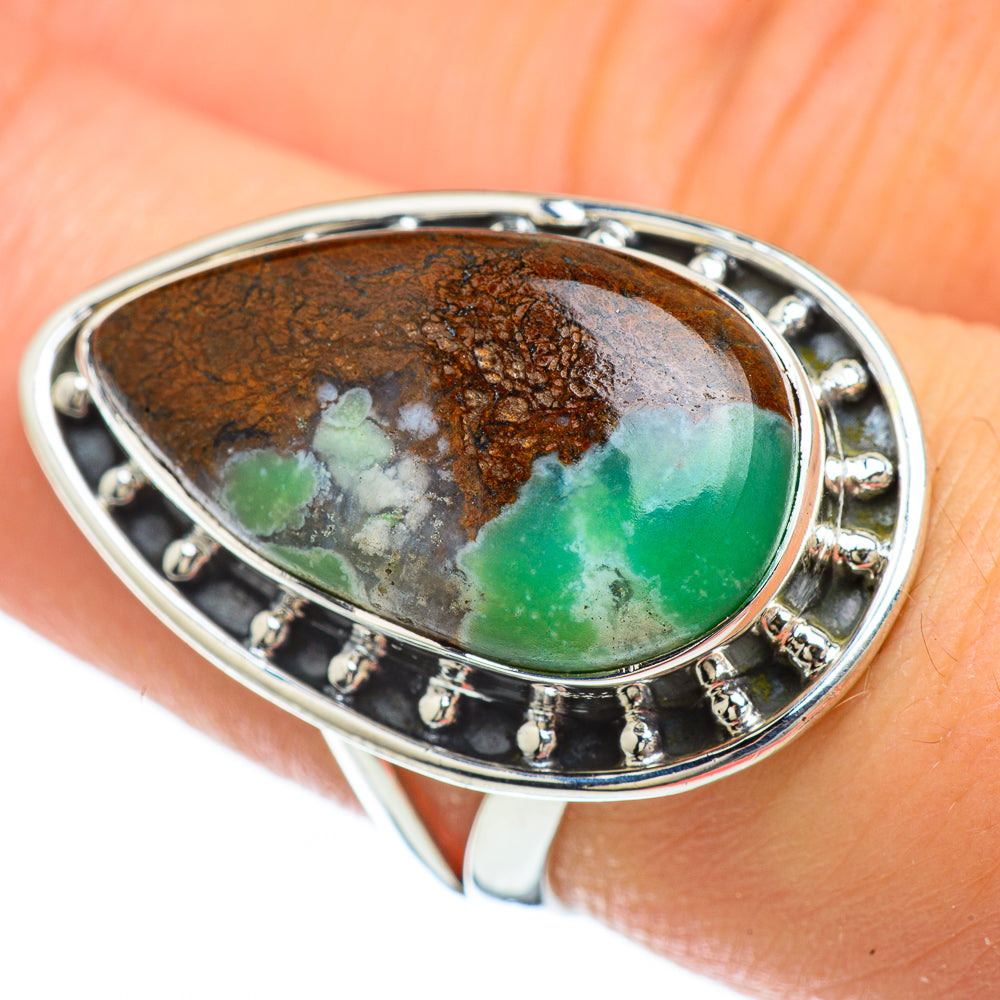 Boulder Chrysoprase Rings handcrafted by Anasilvercos - RING48051
