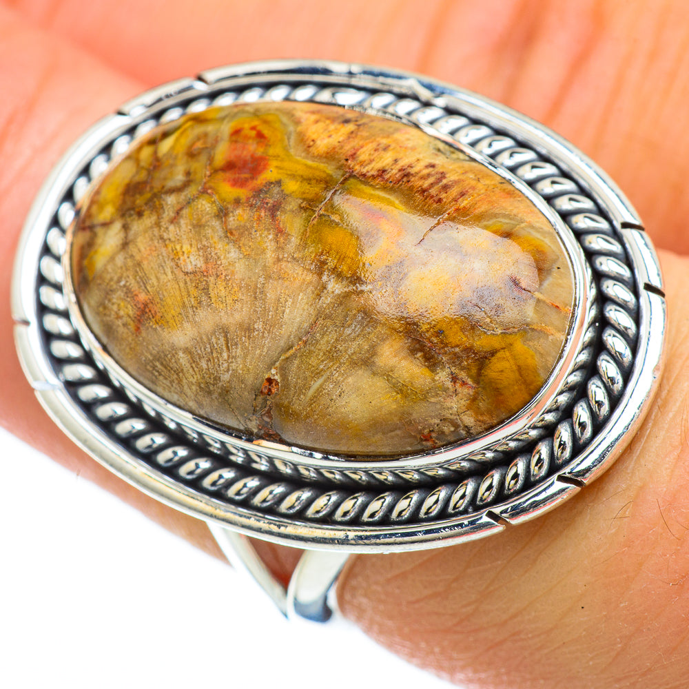 Petrified Wood Rings handcrafted by Anasilvercos - RING48268