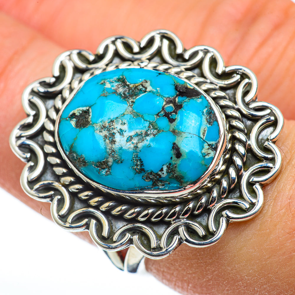 Blue Copper Composite Turquoise Rings handcrafted by Anasilvercos - RING48454