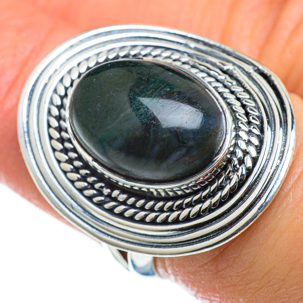 Green Moss Agate Rings handcrafted by Anasilvercos - RING48808