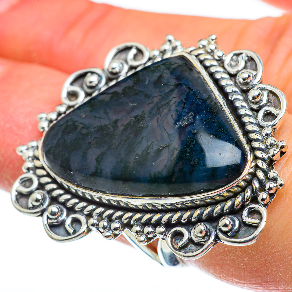 Green Moss Agate Rings handcrafted by Anasilvercos - RING49035