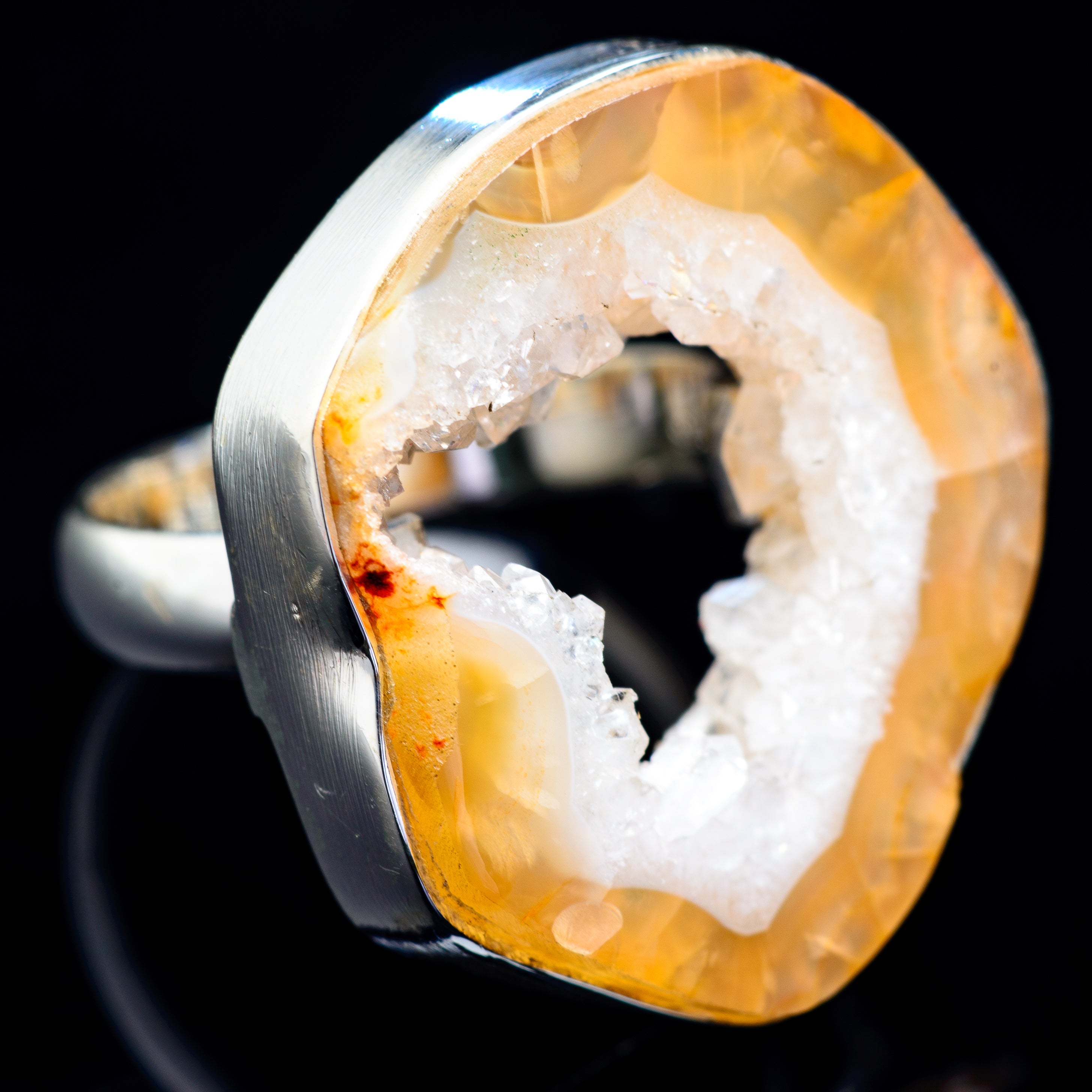 Coconut Geode Druzy Rings handcrafted by Anasilvercos - RING4938