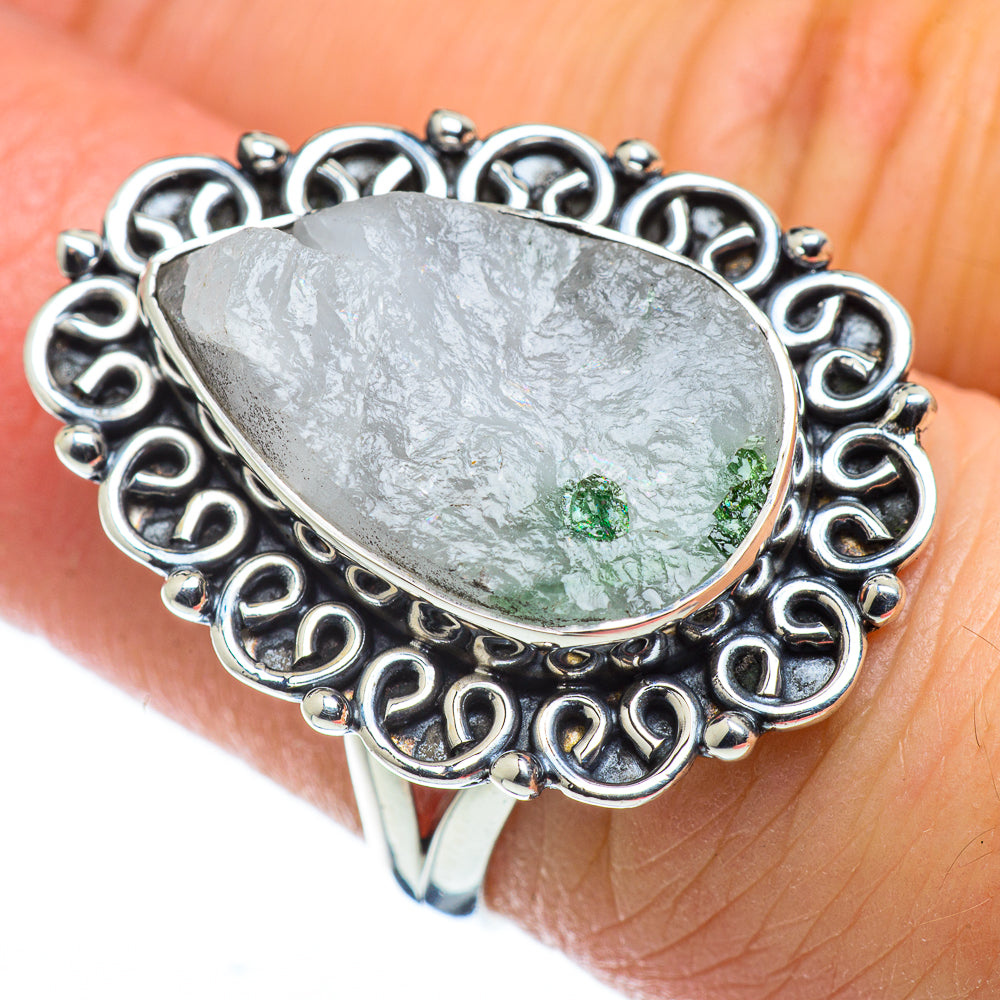Green Tourmaline In Quartz Rings handcrafted by Anasilvercos - RING49624