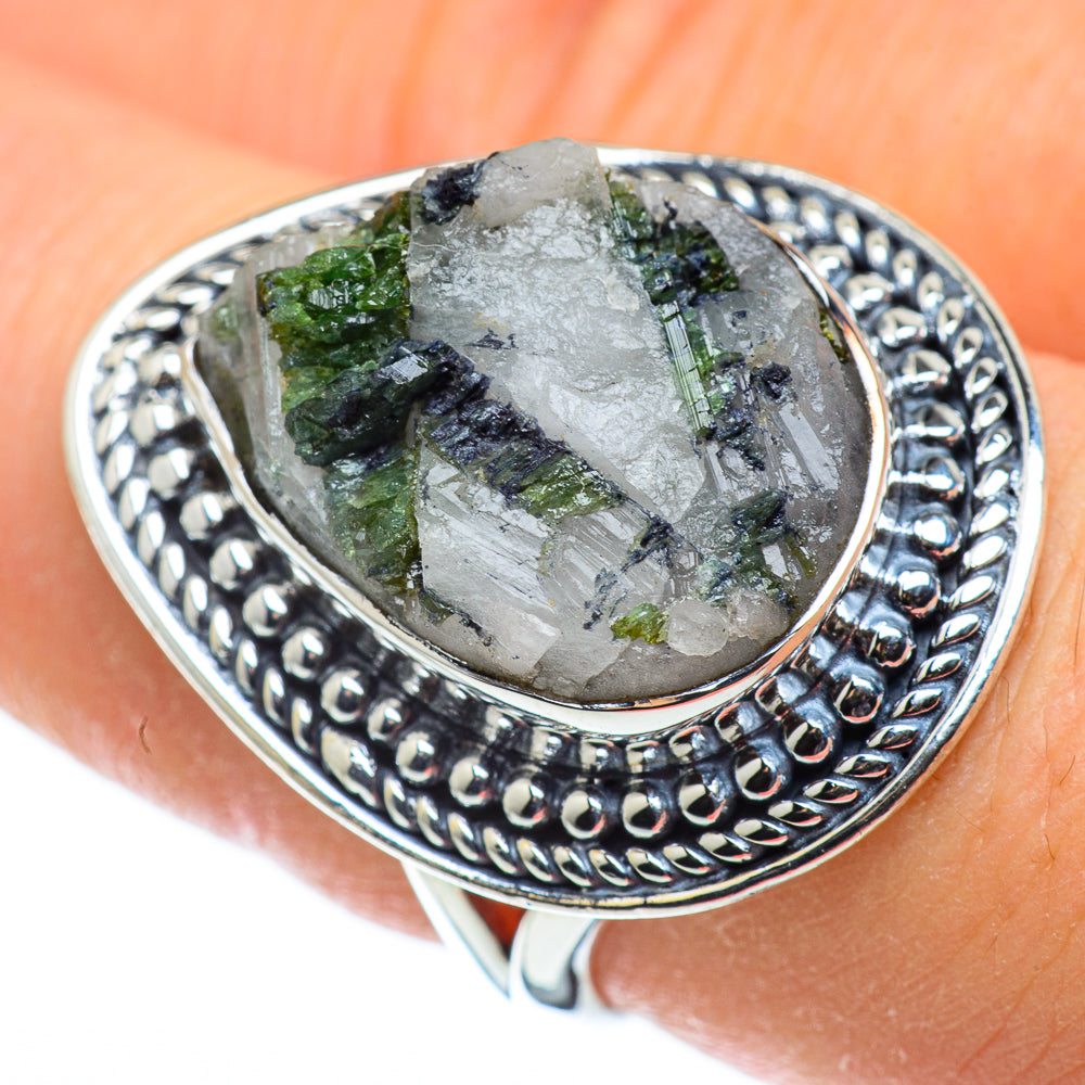 Green Tourmaline In Quartz Rings handcrafted by Anasilvercos - RING49820
