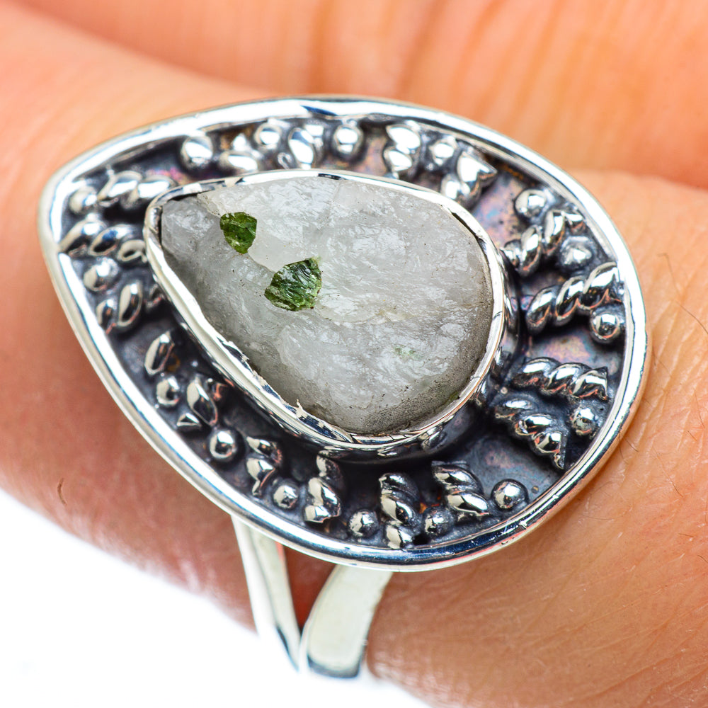 Green Tourmaline In Quartz Rings handcrafted by Anasilvercos - RING50043