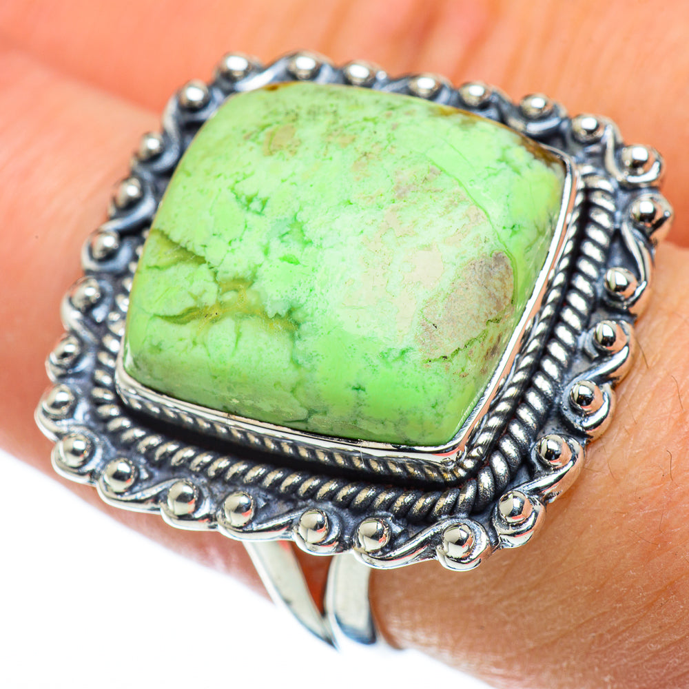 Lemon Chrysoprase Rings handcrafted by Anasilvercos - RING50213