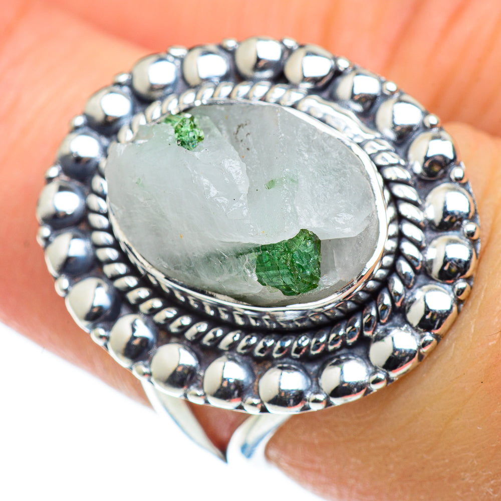 Green Tourmaline In Quartz Rings handcrafted by Anasilvercos - RING50462