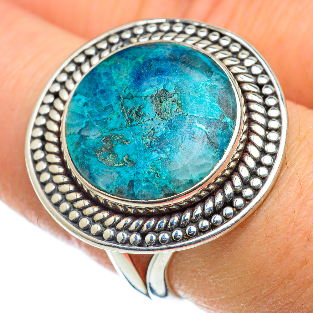 Chrysocolla In Quartz Rings handcrafted by Anasilvercos - RING50553