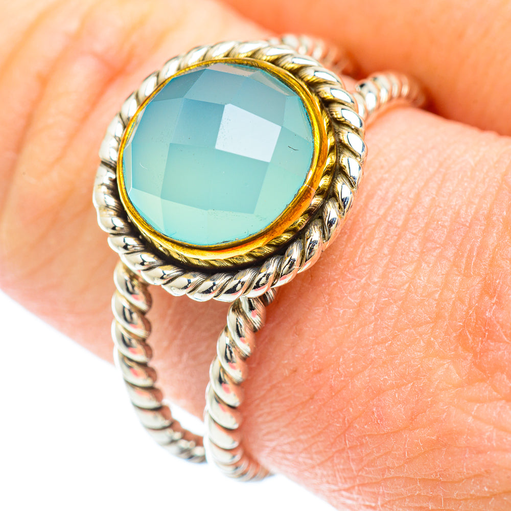 Aqua Chalcedony Rings handcrafted by Anasilvercos - RING51009