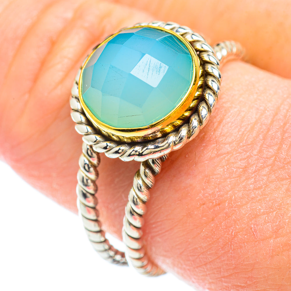 Aqua Chalcedony Rings handcrafted by Anasilvercos - RING51066