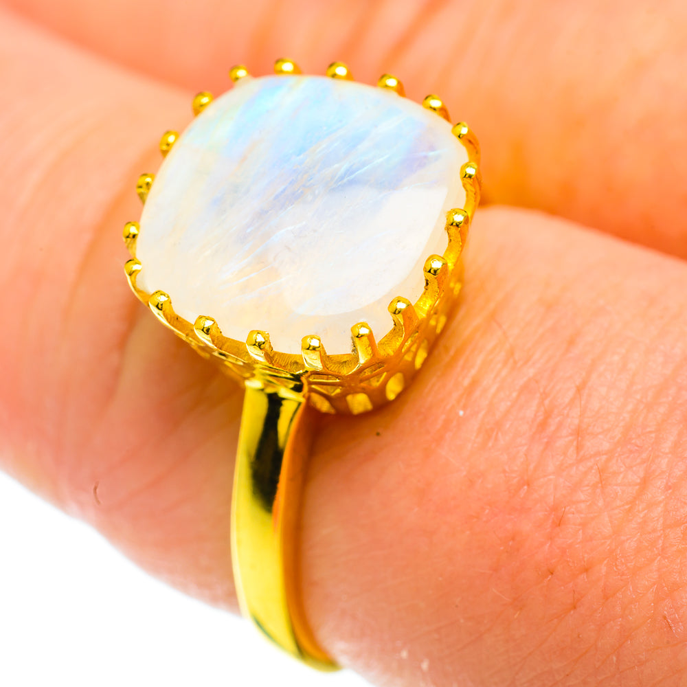 Rainbow Moonstone Rings handcrafted by Anasilvercos - RING51404