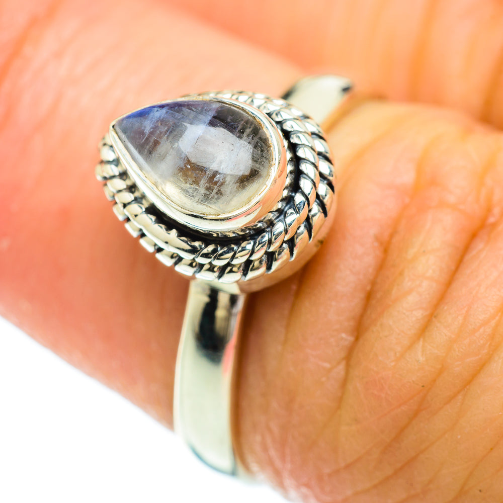 Rainbow Moonstone Rings handcrafted by Anasilvercos - RING51596