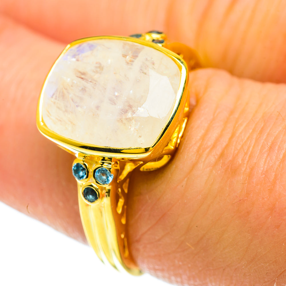 Rainbow Moonstone Rings handcrafted by Anasilvercos - RING51642