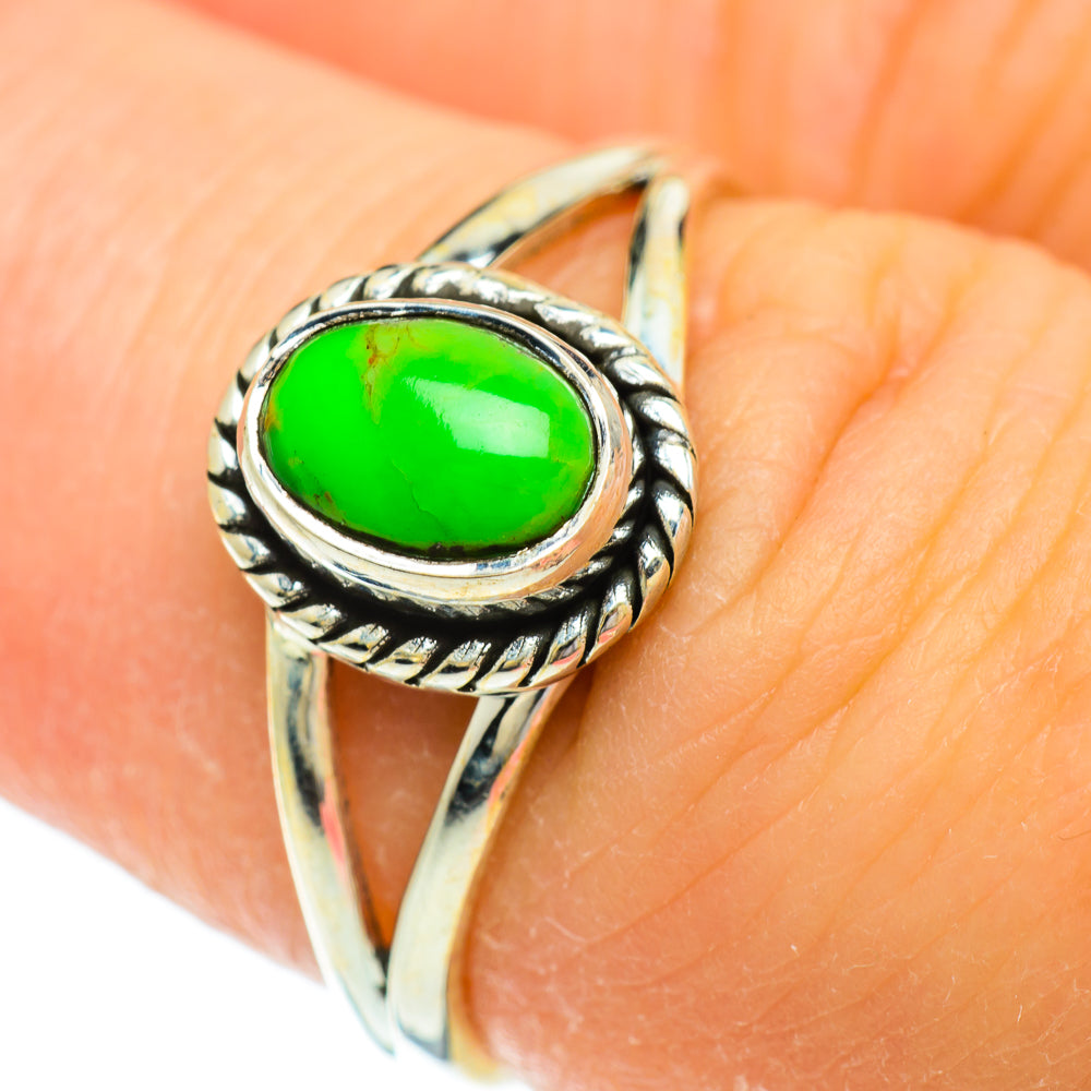 Green Copper Composite Turquoise Rings handcrafted by Anasilvercos - RING51708