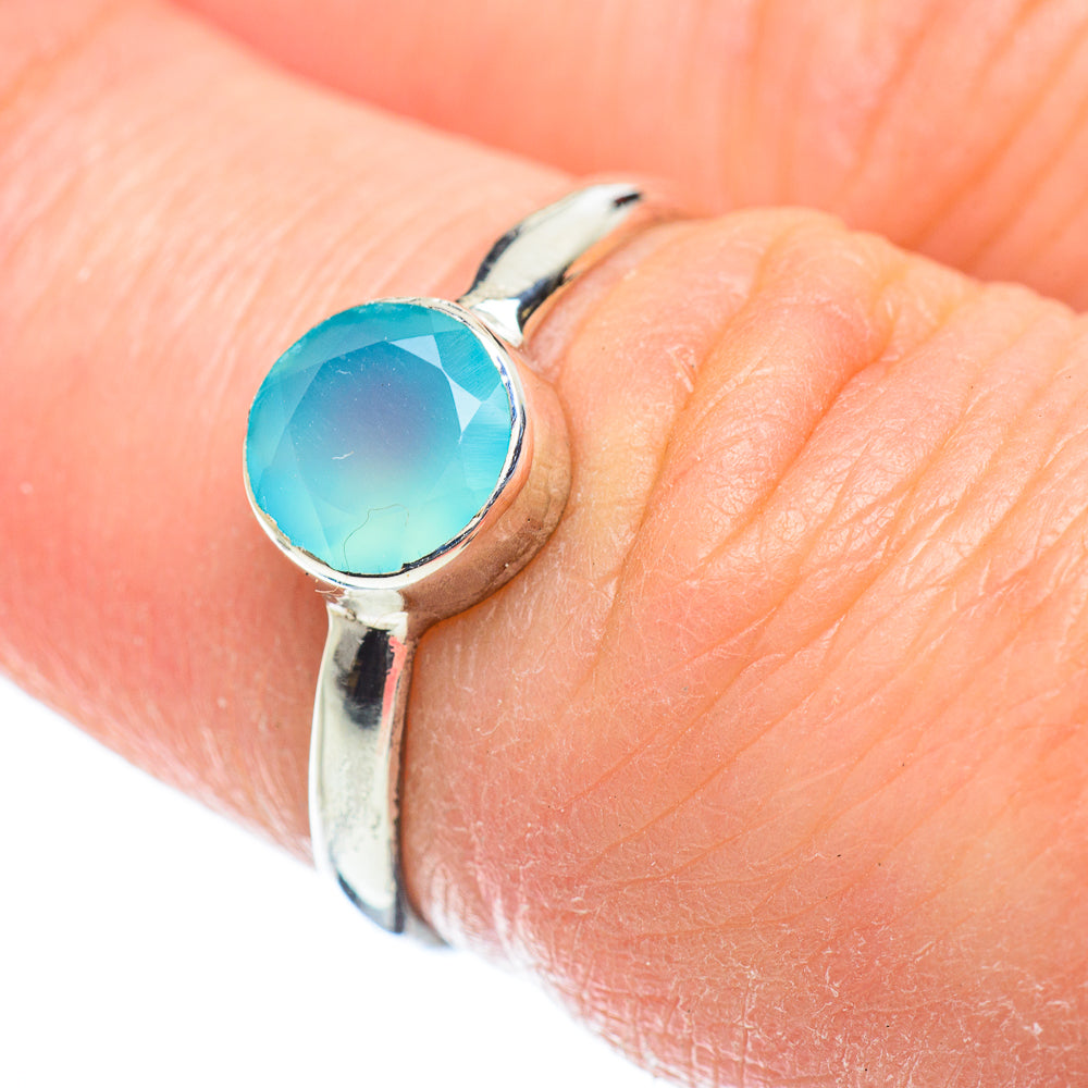 Aqua Chalcedony Rings handcrafted by Anasilvercos - RING52018
