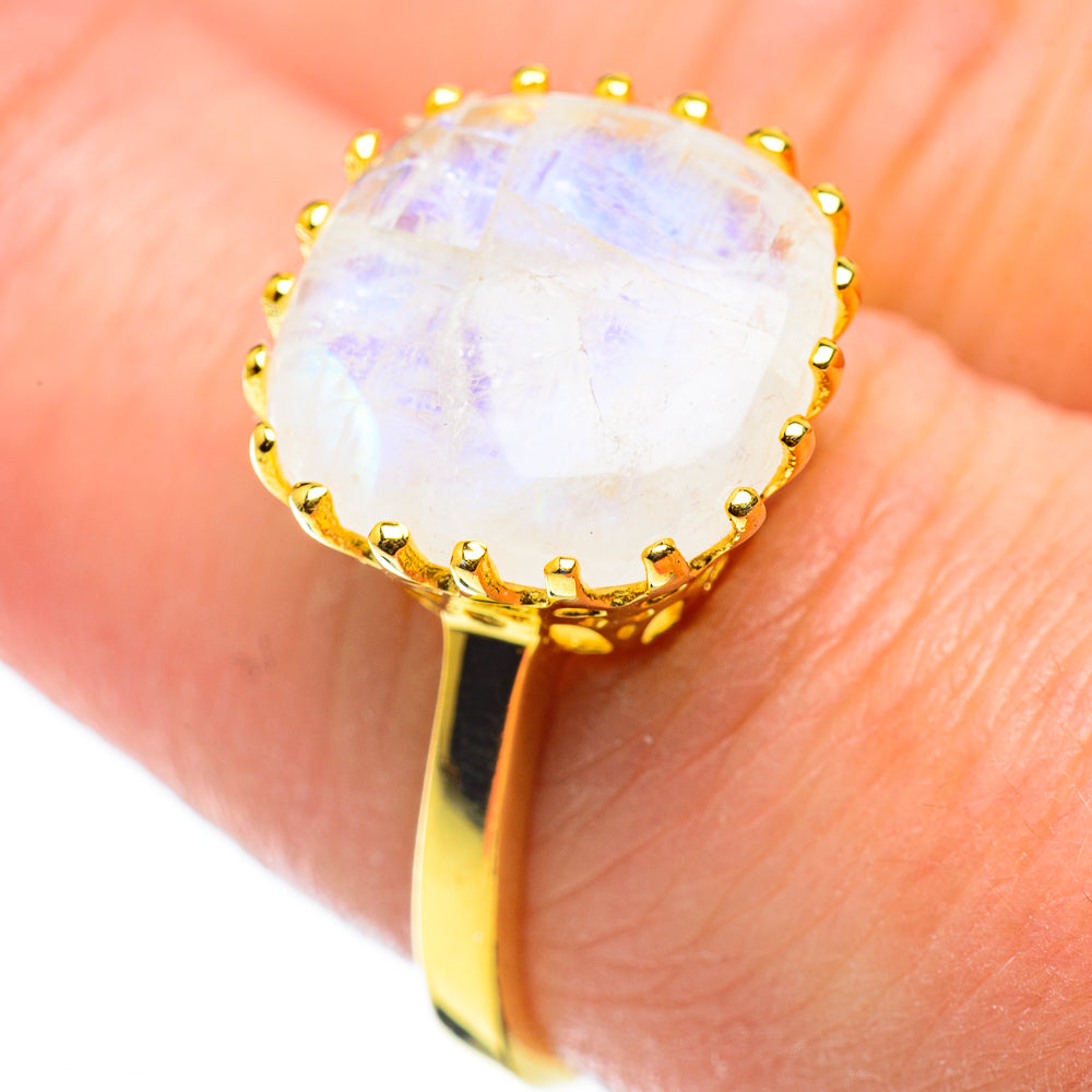 Rainbow Moonstone Rings handcrafted by Anasilvercos - RING52070