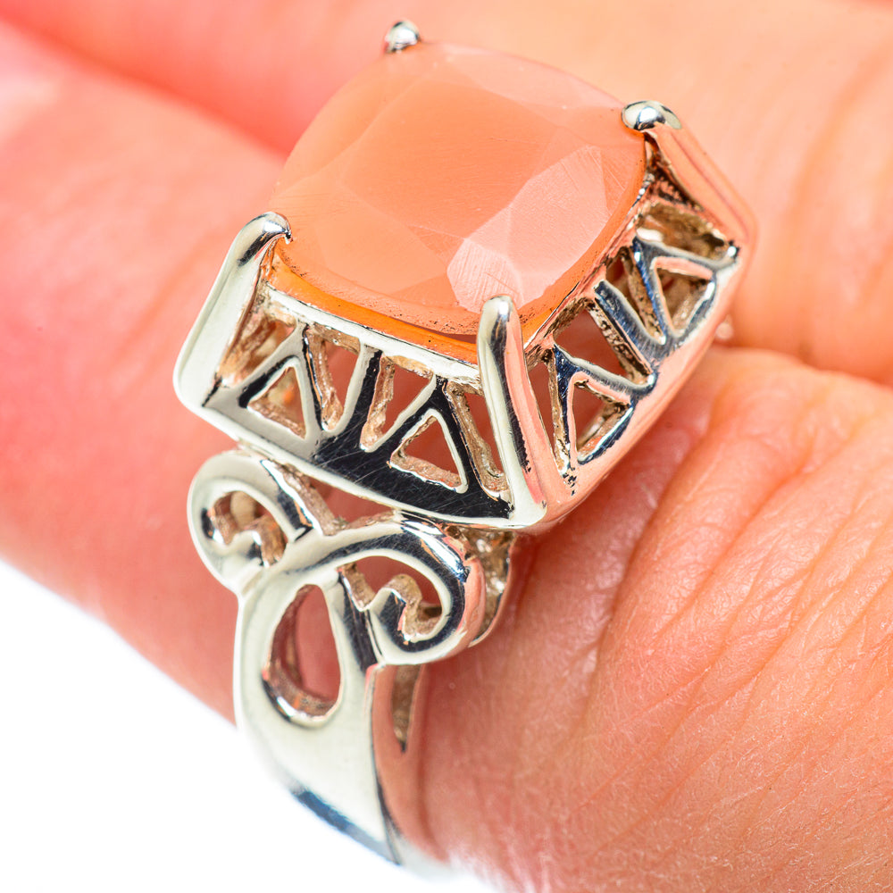 Peach Moonstone Rings handcrafted by Anasilvercos - RING52280