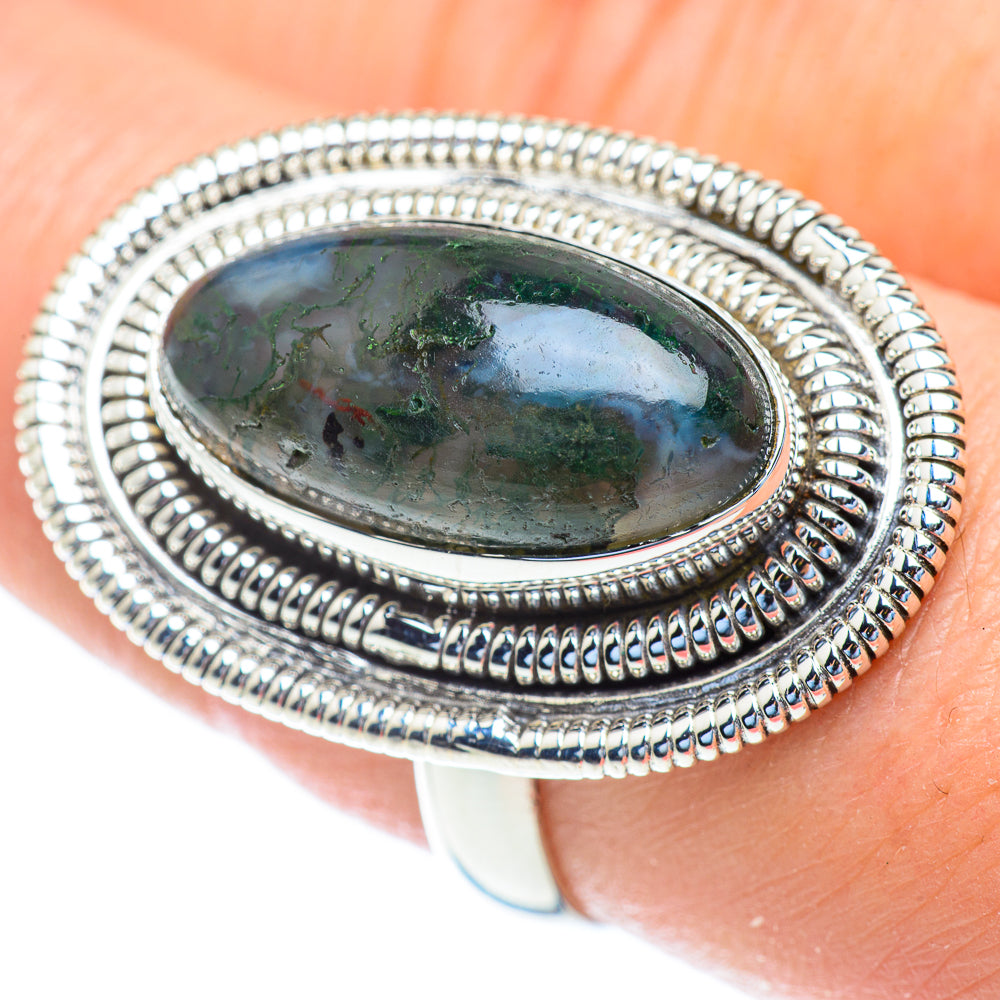 Green Moss Agate Rings handcrafted by Anasilvercos - RING52942