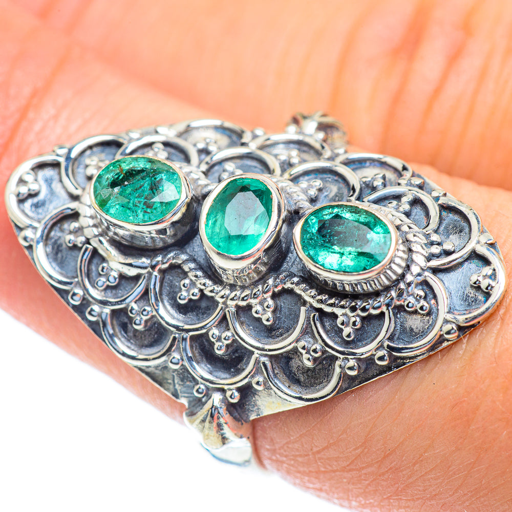 Zambian Emerald Rings handcrafted by Anasilvercos - RING52972