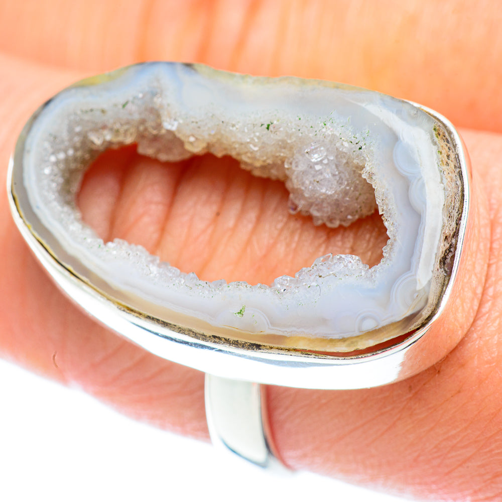 White Geode Slice Rings handcrafted by Anasilvercos - RING53350