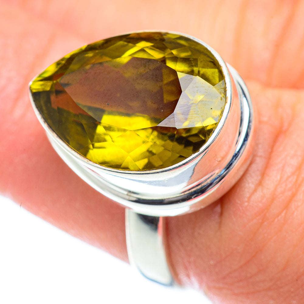 Olive Quartz Rings handcrafted by Anasilvercos - RING53489