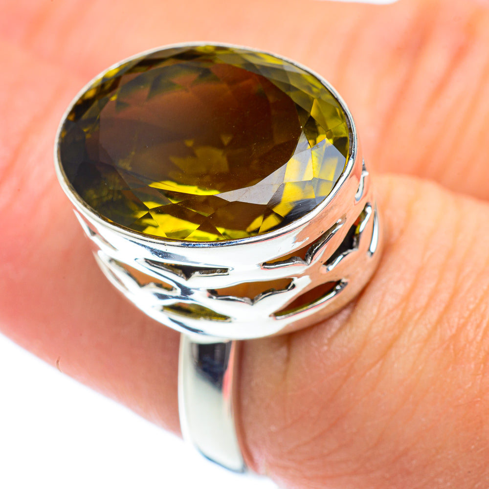 Olive Quartz Rings handcrafted by Anasilvercos - RING53571